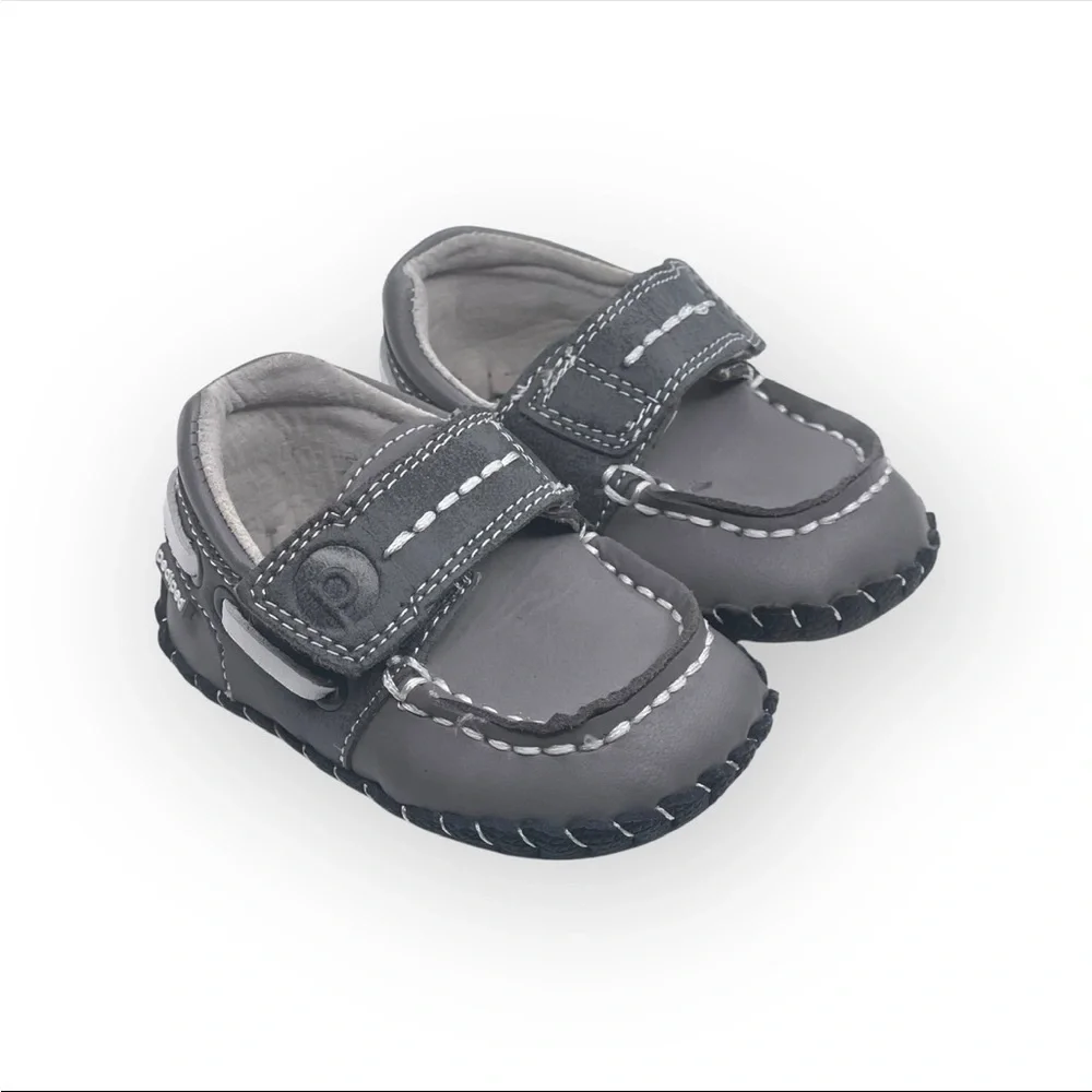 pediped ☀︎︎ Originals Norm Boat Baby Shoe ☀︎︎ Grey Leather Sole ☀︎︎ 0-6 Month